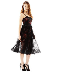 Lace overlay floral dress